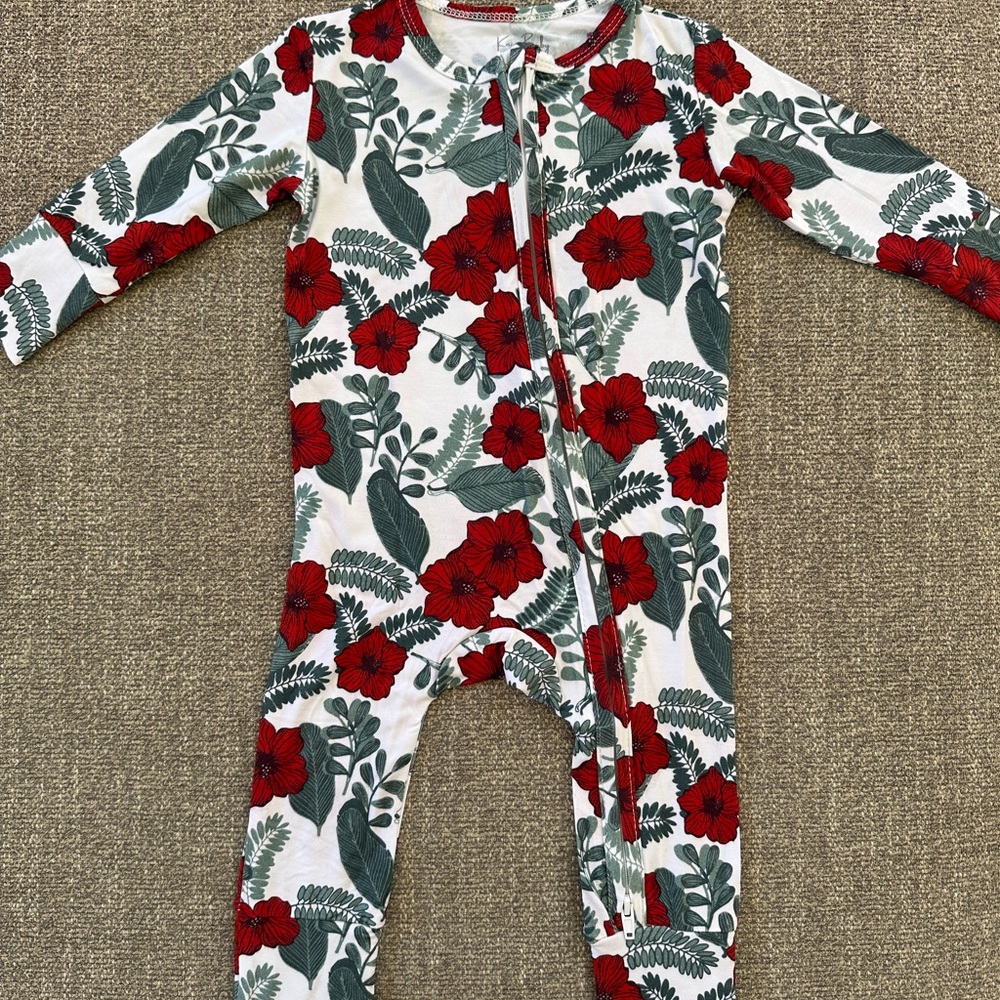 3-6M Bamboo Baby Pajama Summer Tropical Print Zip Footie NWT Multi Size